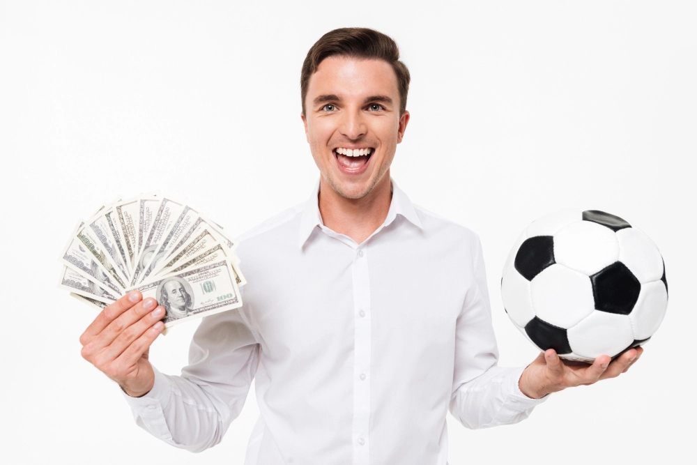 Portrait of a cheerful happy man in white shirt